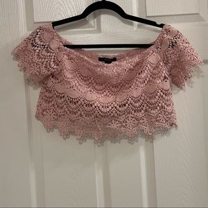 PLT: Lace Off the Shoulder Crop Top